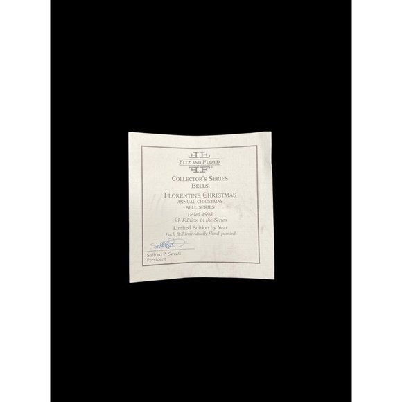 Fitz And Floyd Collector's Series Bells Florentine Christmas Annual Bell 1998 Ed - Picture 3 of 9